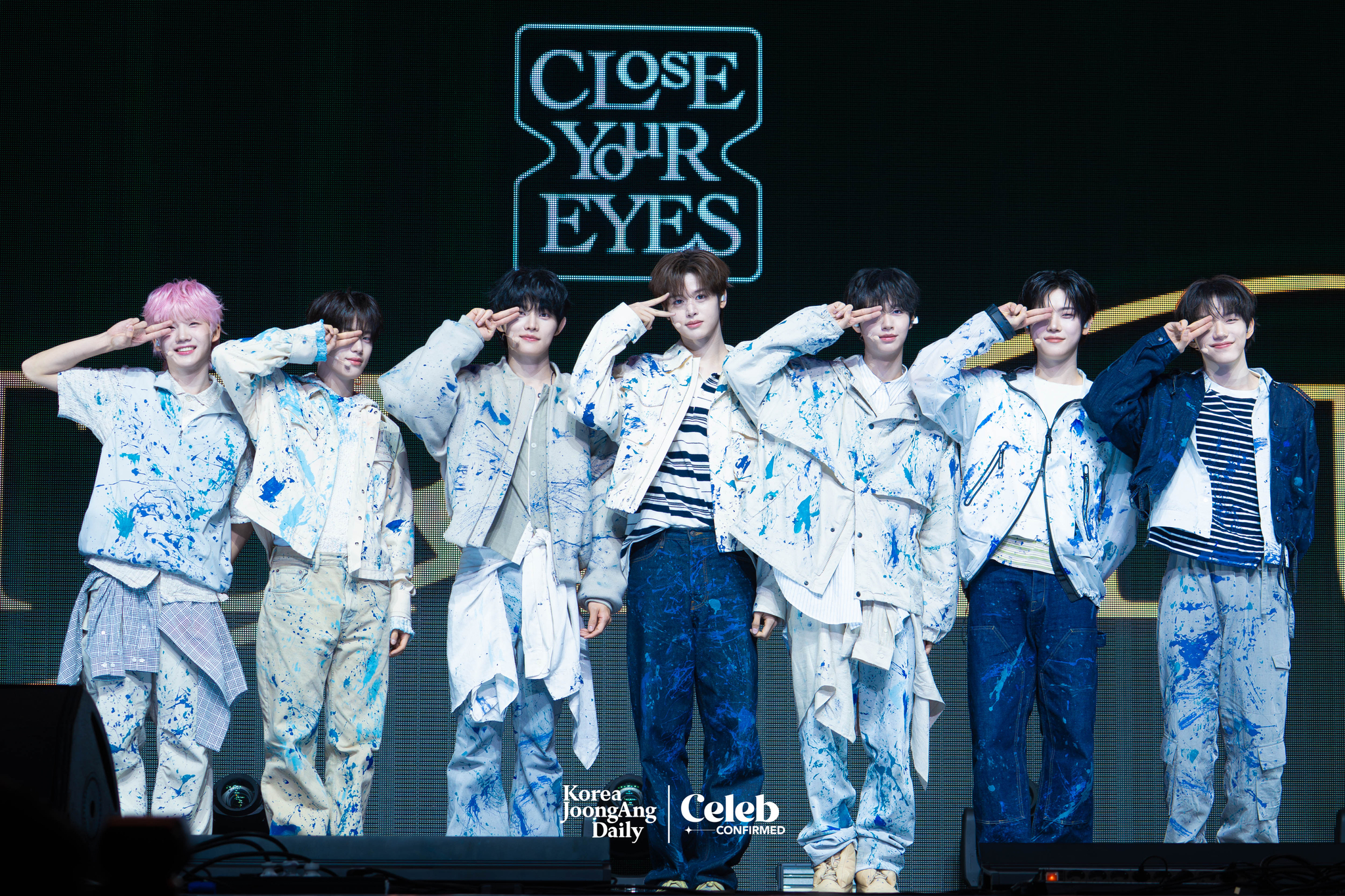 Boy band Close Your Eyes poses for photos during a showcase held at the Yes24 Live Hall in eastern Seoul on April 2 for the release of the first EP “Eternalt.” [DANIELA GONZALEZ PEREZ]