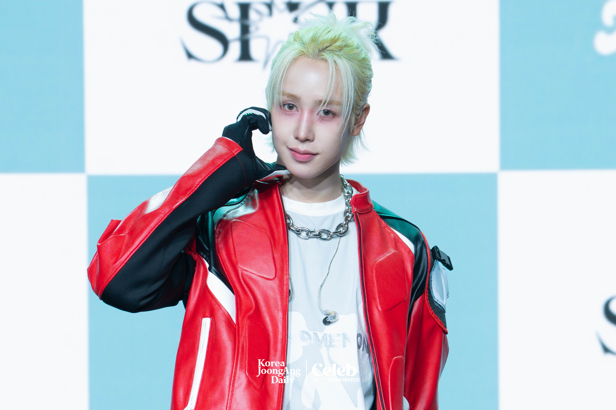 Xikers’ Hunter poses for photos during a showcase held on April 3 at the Ilchi Art Hall in Gangnam District, southern Seoul for the release of the fifth EP, ″House of Tricky: Spur.” [DANIELA GONZALEZ PEREZ]