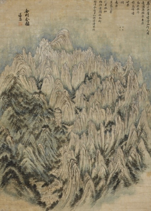 ″Geumgang Jeondo″ (Complete View of Mount Geumgang, 1734) by Gyeomjae Jeong Seon on display at the ″Gyeomjae Jeong Seon″ exhibition held at the Hoam Museum of Art in Gyeonggi [NATIONAL MUSEUM OF KOREA]