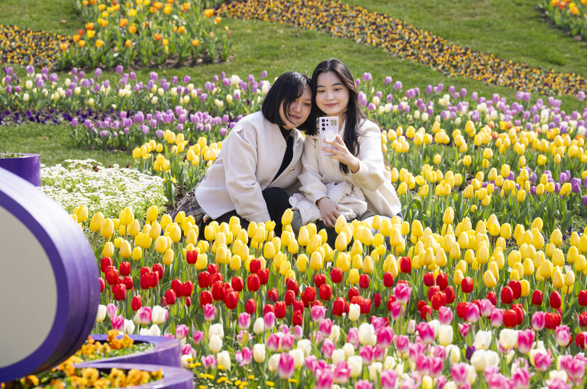 Visitors take a photo in the Four Seasons Garden at Everland in Yongin, Gyeonggi. [SAMSUNG C&T]