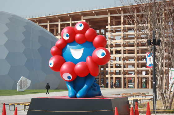 The official mascot of the Expo 2025 Osaka, Myaku-Myaku, is seen installed at the expo venue on March 26 ahead of its opening on April 13. [YONHAP]