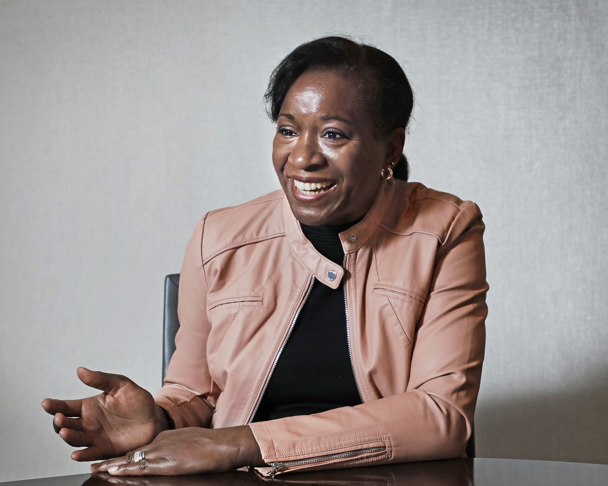 Joy Jones, chief executive officer at the Graduate Management Admission Council, speaks during an interview with the Korea JoongAng Daily at Four Seasons Hotel in central Seoul on April 2. [PARK SANG-MOON]