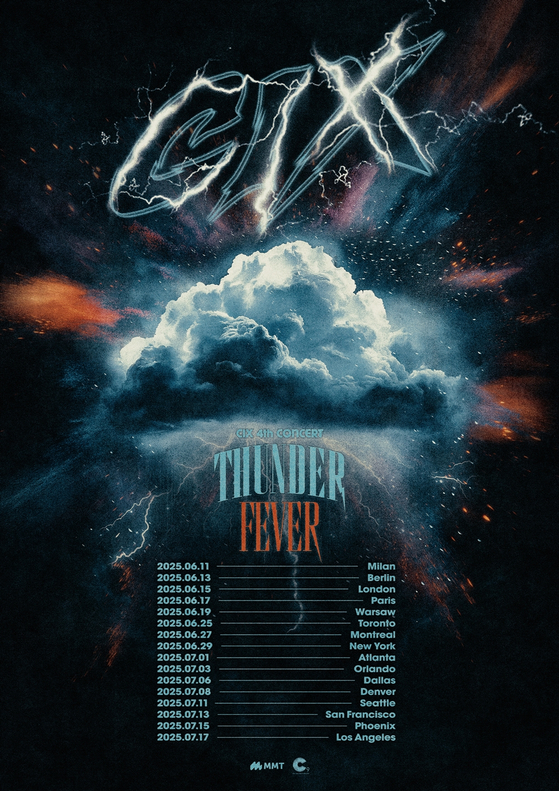 A poster for the upcoming European and American tour dates for boy band CIX's ″Thunder Fever″ tour [C9 ENTERTAINMENT]