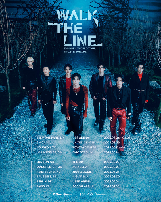 Boy band Enhypen's ″Walk the Line″ tour poster [BELIFT LAB]