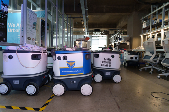 DIfferent prototype Neubiilty Neubie robots at the Neubility office in Seongdong District, eastern Seoul [CHO YONG-JUN]
