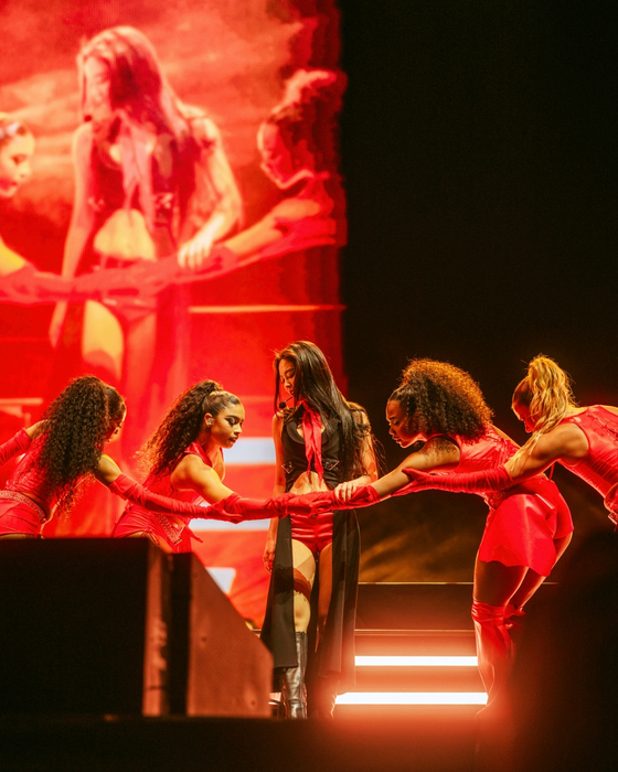 Singer Jennie, member of girl group Blackpink, performs at the Coachella Valley Music and Arts Festival on April 20. [ODD ATELIER]
