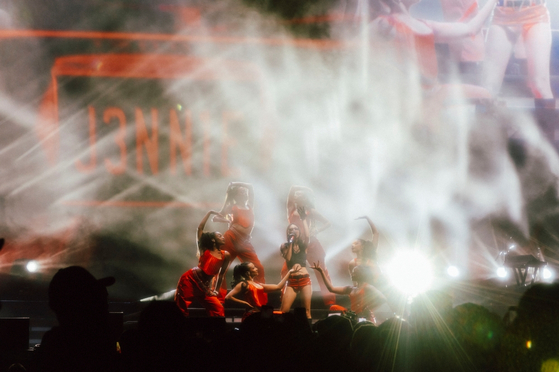 Singer Jennie, member of girl group Blackpink, performs at the Coachella Valley Music and Arts Festival on April 20. [ODD ATELIER]