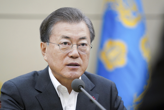 Former President Moon Jae-in is seen at the Blue House on Jan. 31, 2020. [YONHAP] 