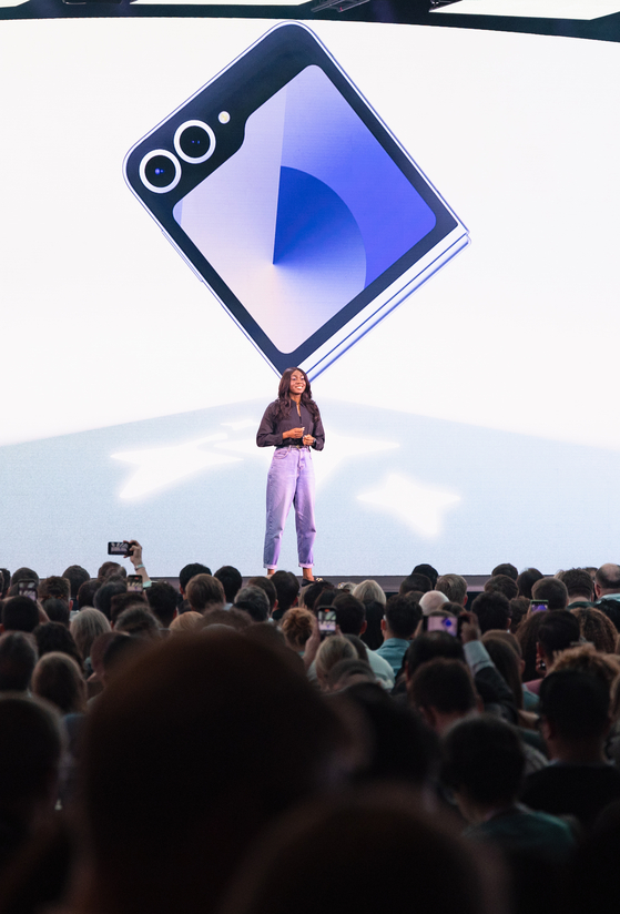 Samsung Electronics' foldable Galaxy smartphone is introduced at the Galaxy Unpacked 2024 event in Paris, France, on July 10, 2024. [NEWS1]