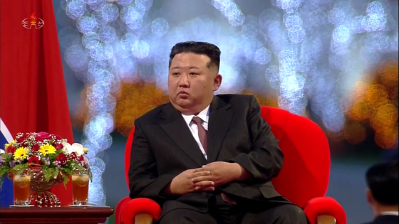 North Korean leader Kim Jong-un attends a groundbreaking ceremony for housing developments in Hwaseong District in Pyongyang on April 16. [YONHAP] 