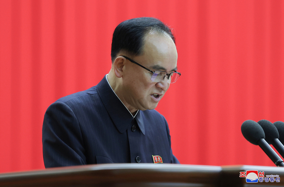Jo Yong-won speaks during a briefing in a photo shared by Korean Central Television on Jan. 29. [YONHAP] 