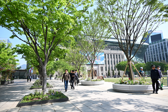 New trees and plants are seen at Seoul Plaza in front of Seoul City Hall. [SEOUL METROPOLITAN GOVERNMENT]