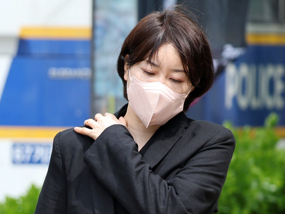 Moon Da-hye, daughter of former president Moon Jae-in, at the Seoul Western District Court on April 17 [NEWS1]