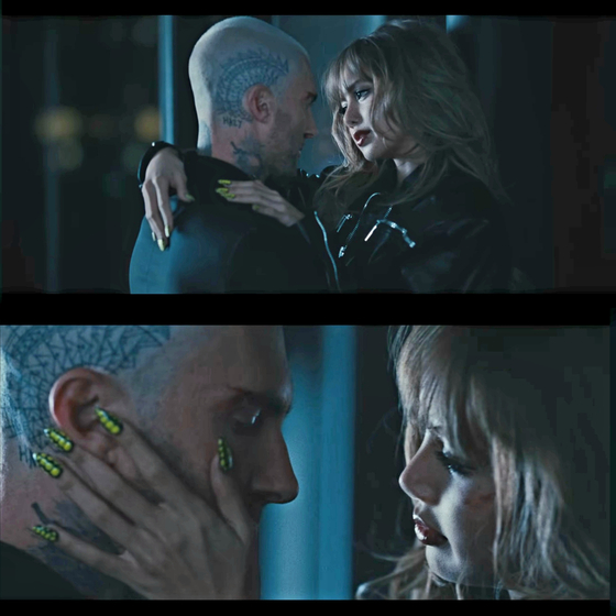 Adam Levine, left, and Lisa in the music video for ″Priceless,″ released on May 2 [INTERSCOPE RECORDS/SCREEN CAPTURE]