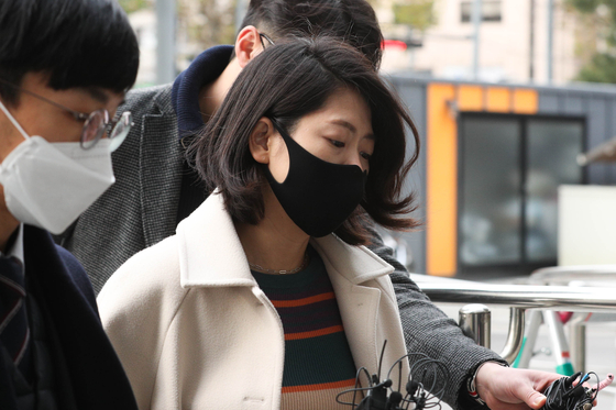 Kwon Nam-hee, CEO of Mergeplus, appears at the Seoul Southern District Court in Yangcheon District, western Seoul, in December 2021 for a warrant review. [NEWS1]    