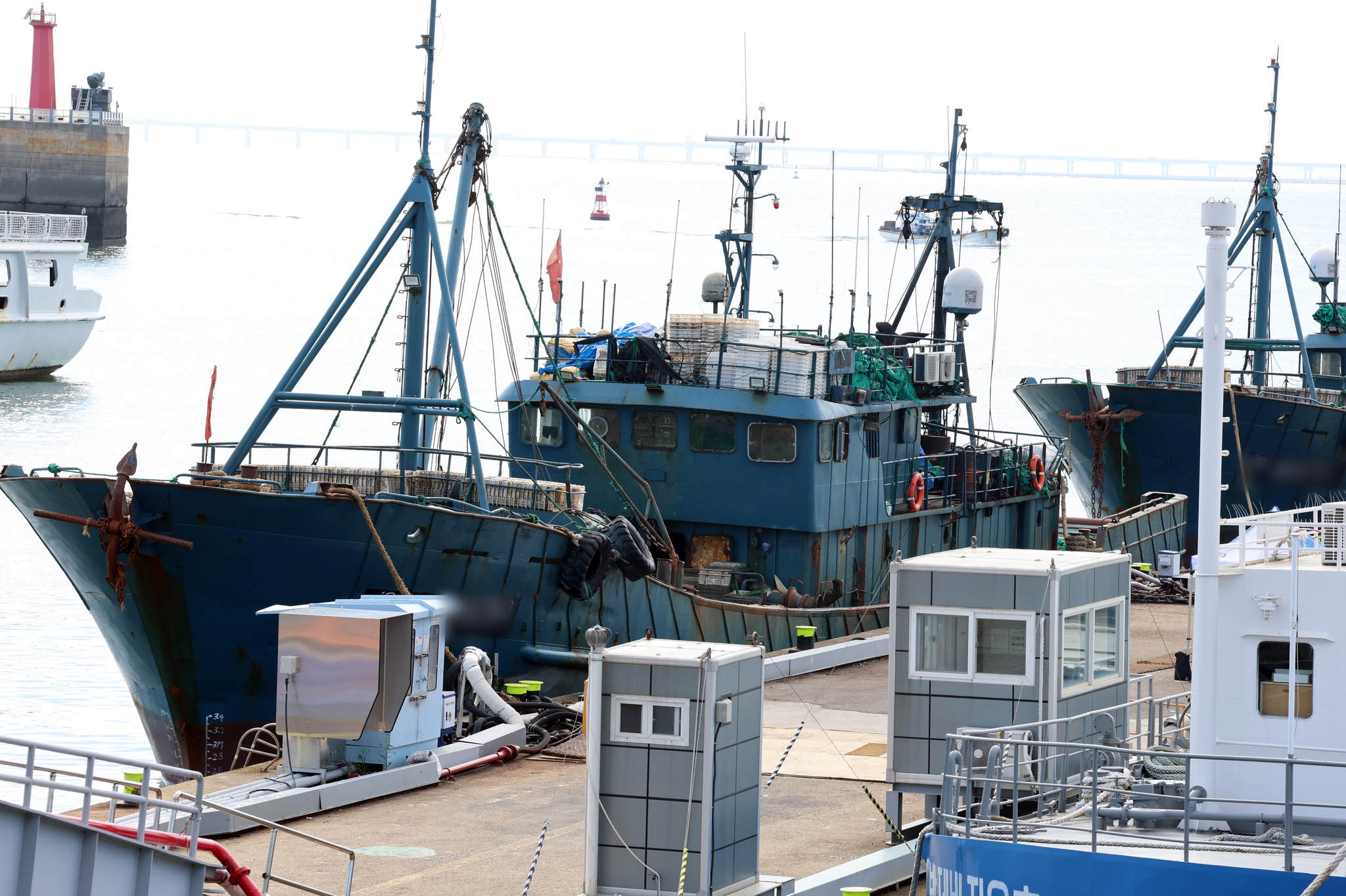 A Chinese fishing vessel seized by the Korea Coast Guard for illegal operations in Korean waters docks at the Incheon Coast Guard’s exclusive pier in Incheon on Sept. 25, 2024. [YONHAP]  