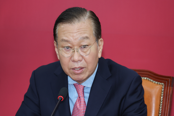 Kwon Young-se, People Power Party interim chief, holds a press conference at the National Assembly in western Seoul on May 10. [NEWS1] 