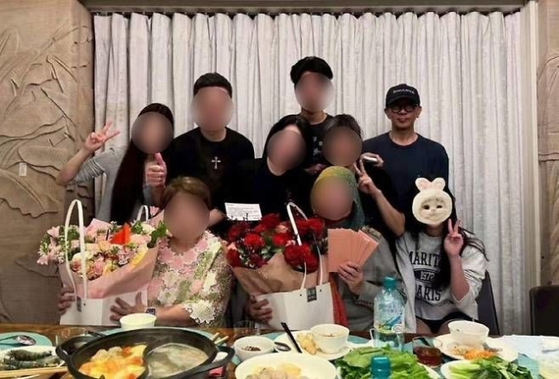 Koo Jun-yup, right, in a family photo uploaded by the late actor Barbie Hsu's mother on social media on May 12 [SCREEN CAPTURE]
