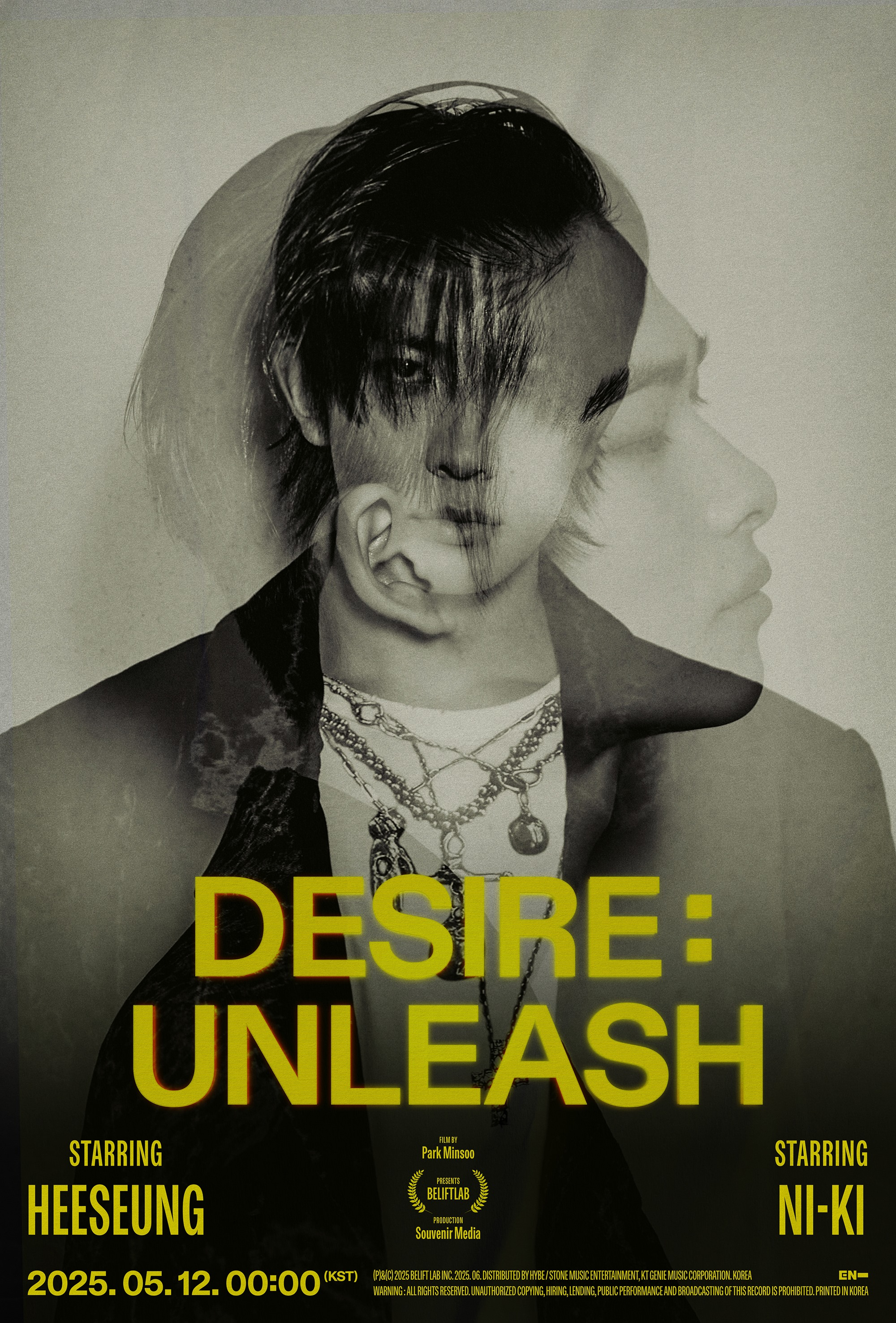 A poster for boy band Enhypen's concept cinema short film “Desire: Unleash″ [BELIFT LAB] 
