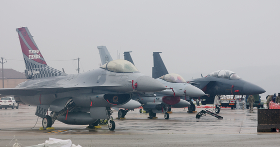 Military aircrafts at the Osan Air Base (K-55) in Pyeongtaek, Gyeonggi on May 9 [NEWS1]