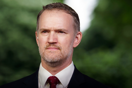 United States Trade Representative Jamieson Greer speaks to the media at White House, Washington, on May 8, 2025. [EPA/YONHAP]