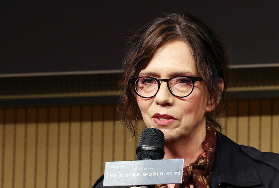 Australian composer Mary Finsterer, who wrote the music for ″The Rising World: Spirit of Water,″ speaks during a press rehearsal preview of ″The Rising World: Spirit of Water″ at Seoul Arts Center on May 13. [NEWS1]