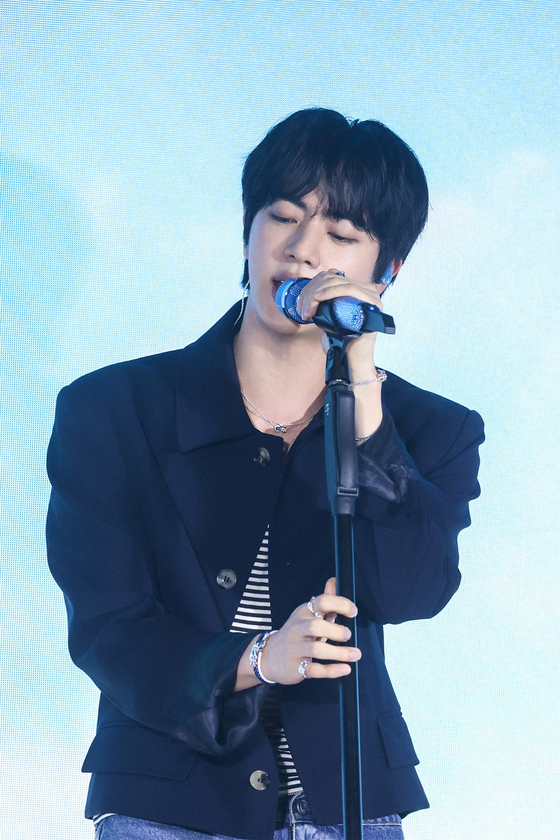 BTS's Jin performs during an offline event with his fans held at Anderson C in Seongsu-dong, eastern Seoul, to celebrate the release of his solo EP ″Echo″ on May 17. [BIGHIT MUSIC] 