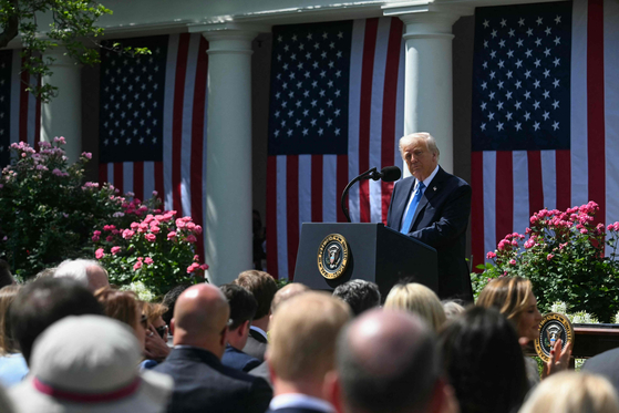U.S. President Donald Trump speaks before signing the ″Take It Down Act″ during a bill signing ceremony in the Rose Garden of the White House in Washington on May 19. [U.S. President Donald]