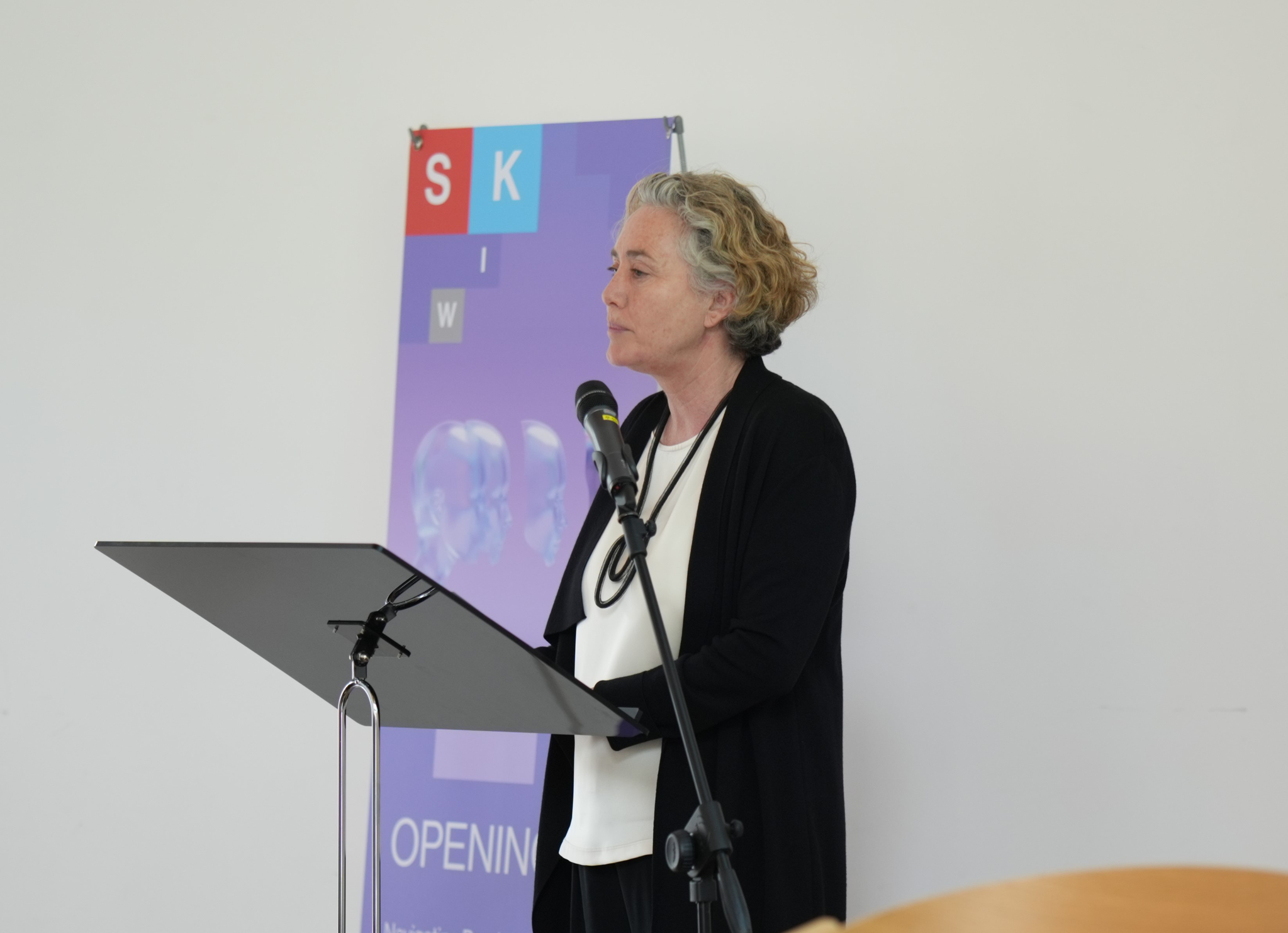Swiss Ambassador to Korea Dagmar Schmidt Tartagli speaks at the kick-off event for the 8th Swiss-Korean Innovation Week at the embassy in central Seoul on May 19. This year’s Innovation Week aims to facilitate science diplomacy between Korea and Switzerland, with policymakers and researchers who discussed directions to set boundaries and rules between technology and humanity. The event began on Monday and will run through Friday. [EMBASSY OF SWITZERLAND]