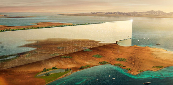 An image of The Line, a residential area of the NEOM city [SCREEN CAPTURE]