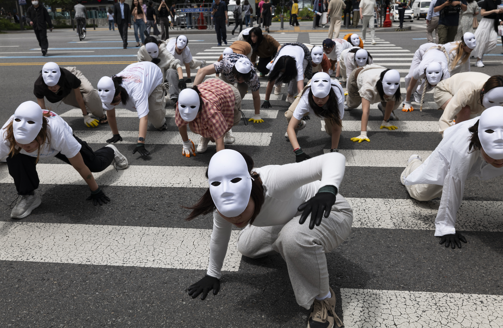 Members of the Green Korea United perform during the International Day for Biological Diversity in Seoul, South Korea, 22 May 2025. Green Korea United members gathered to demand the rights of nature in Seoul. [EPA/YONHAP]