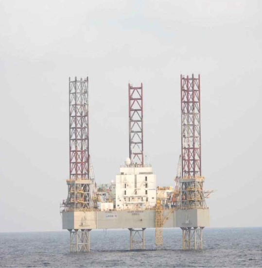 One of the large steel structures installed by China in the Korea-China Provisional Measures Zone (PMZ) in the Yellow Sea. Installed in 2022, China claims it is a deep-sea aquaculture management support facility. [OFFICE OF REP. EOM TAE-YOUNG]