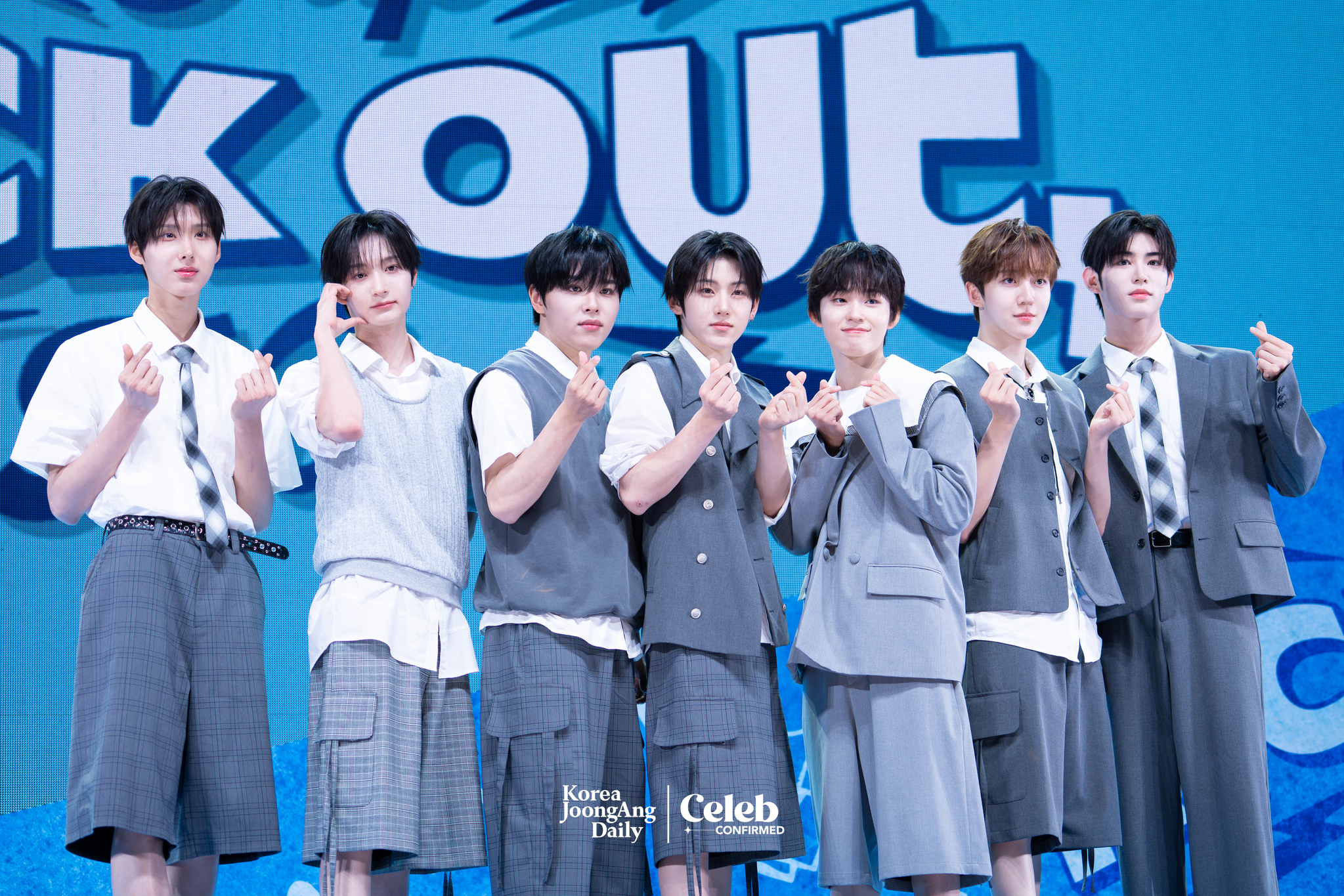 Boy band KickFlip poses for photos during a showcase for the release of its second EP, “Kick Out, Flip Now!” at Yes24 Live Hall in eastern Seoul on May 26. [DANIELA GONZALEZ PEREZ]