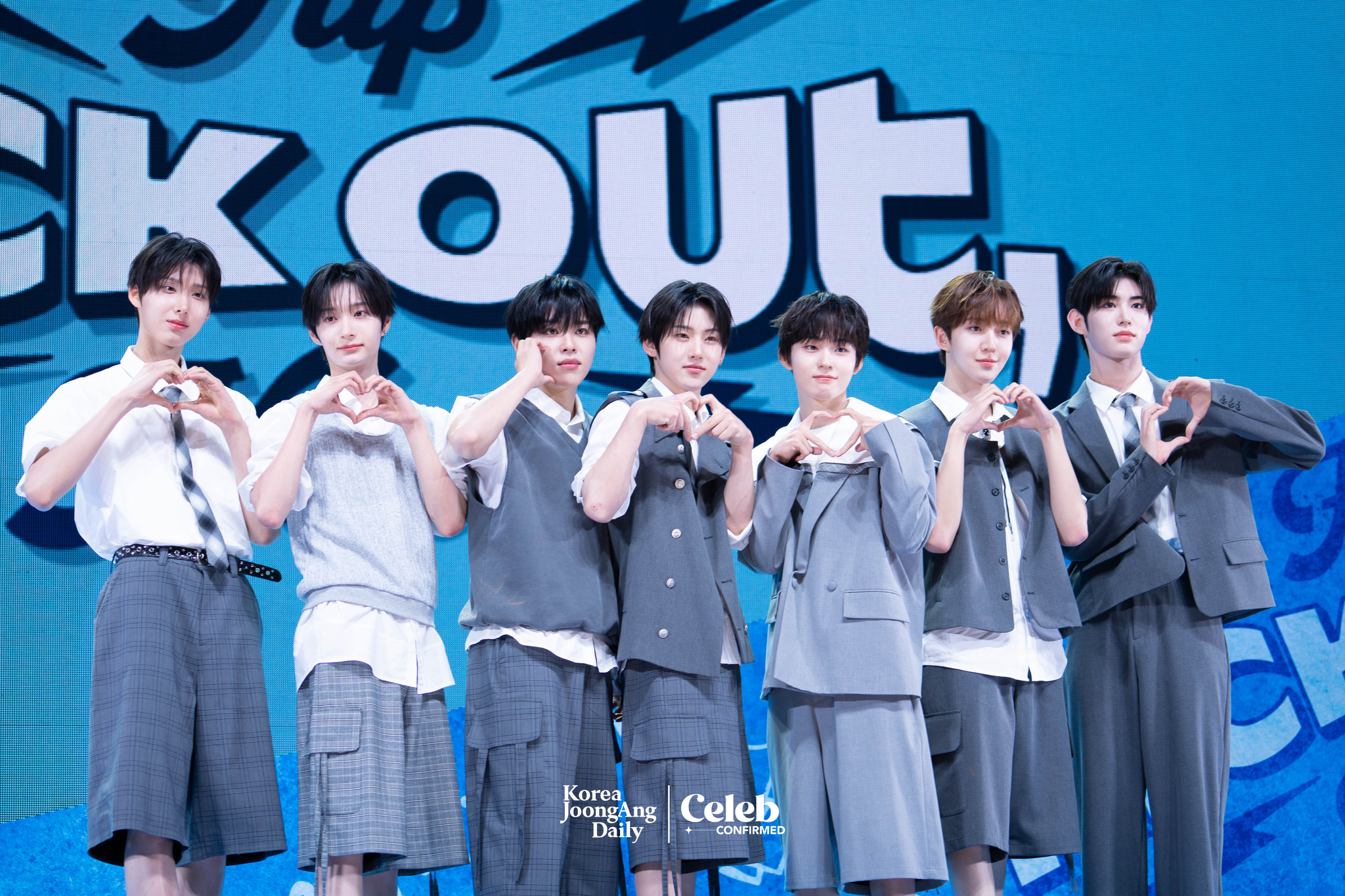 Boy band KickFlip poses for photos during a showcase for the release of its second EP, “Kick Out, Flip Now!” at Yes24 Live Hall in eastern Seoul on May 26. [DANIELA GONZALEZ PEREZ]