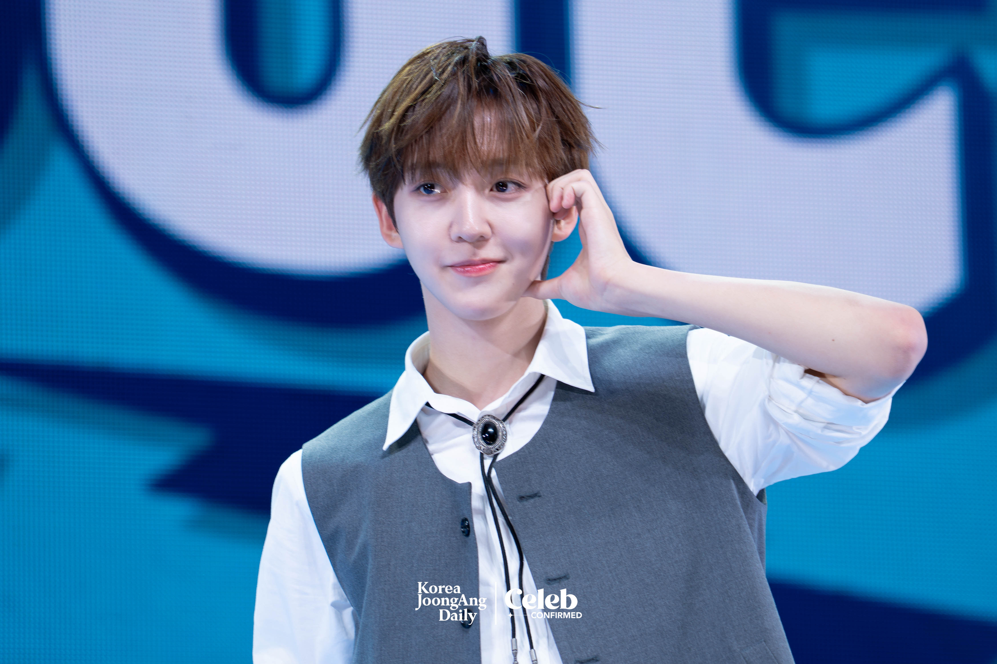 KickFlip’s Donghyeon poses for photos during a showcase for the release of its second EP, “Kick Out, Flip Now!” at Yes24 Live Hall in eastern Seoul on May 26. [DANIELA GONZALEZ PEREZ]