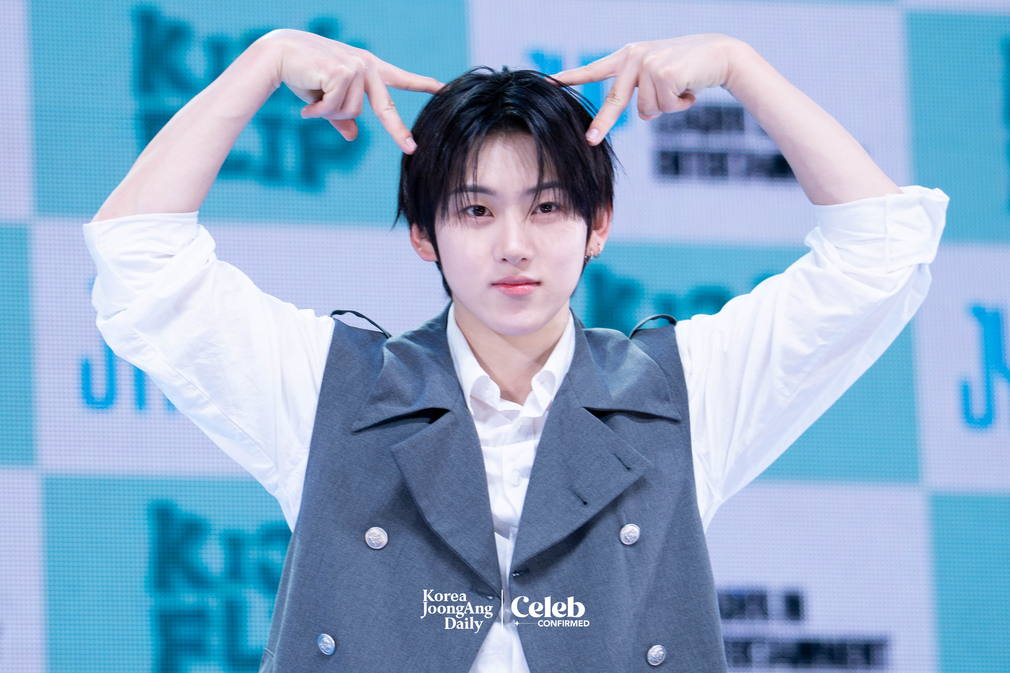 KickFlip’s Kyehoon poses for photos during a showcase for the release of its second EP, “Kick Out, Flip Now!” at Yes24 Live Hall in eastern Seoul on May 26. [DANIELA GONZALEZ PEREZ]