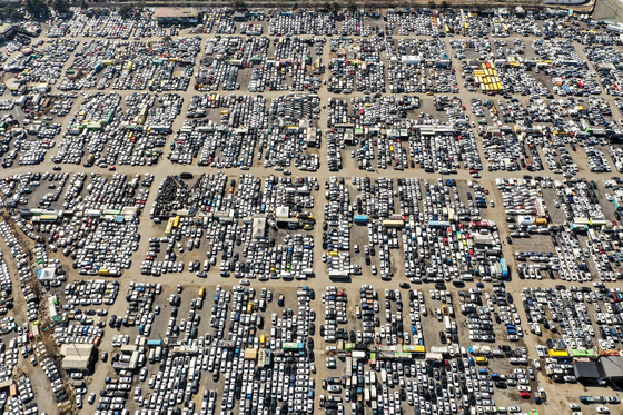 Used cars are stored in Incheon on March 3, 2022 [YONHAP]