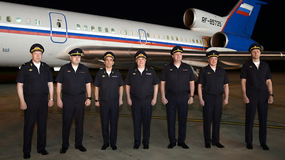 This photo published by the Korean Central News Agency shows a delegation from Russia's interior ministry arriving in Pyongyang on May 25. [YONHAP]