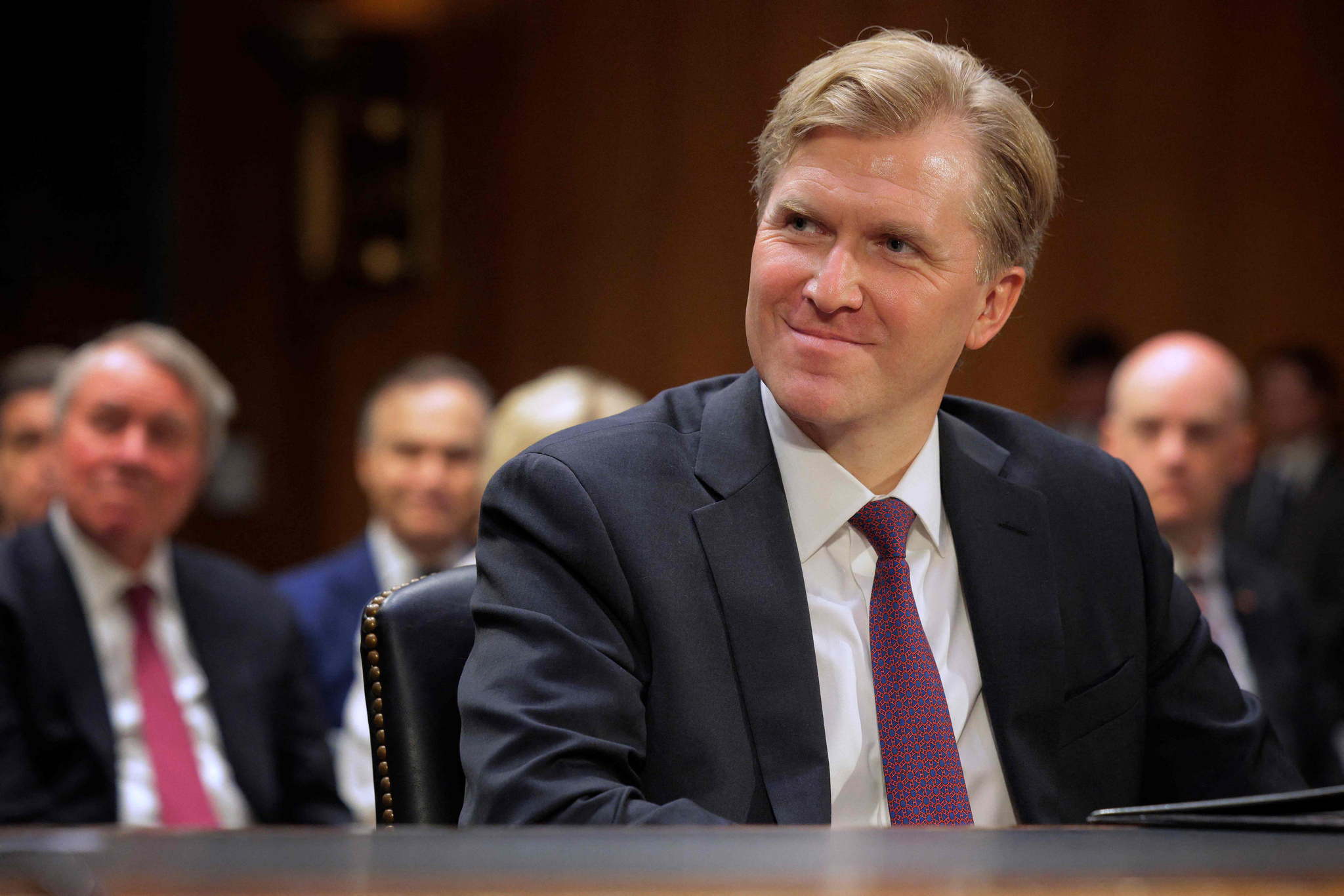 Elbridge Colby, President Donald Trump's nominee to be under secretary of defense for policy, prepares for his confirmation hearing before the Senate Armed Services Committee in the Dirksen Senate Office Building on Capitol Hill on March 04, 2025 in Washington, DC. [AFP/YONHAP]