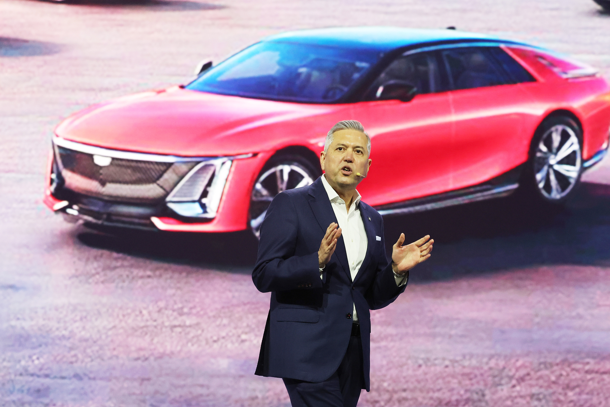 GM Korea CEO Hector Villarreal speaks during a launch event for the all-new Cadillac Escalade at the Ivex Studio in Gwangmyeong, Gyeonggi, on April 16. [YONHAP