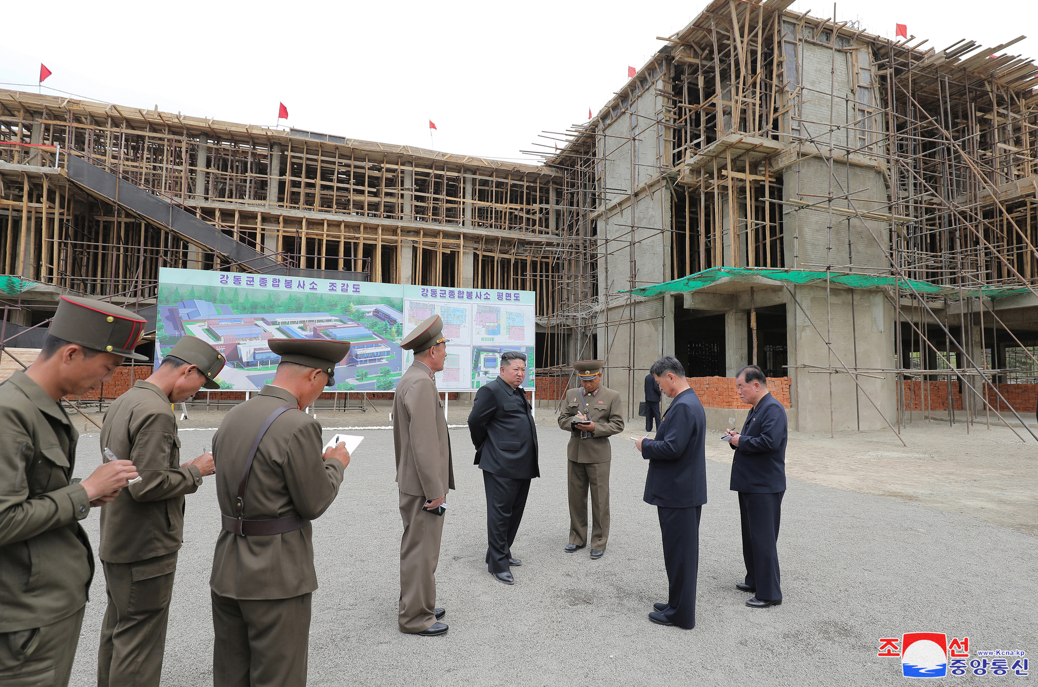 North Korean leader Kim Jong-un visits the construction site for a hospital on the outskirts of Pyongyang on June 2, 2025, in this photo provided by the North's official Korean Central News Agency. [KOREAN CENTRAL NEWS AGENCY/YONHAP]