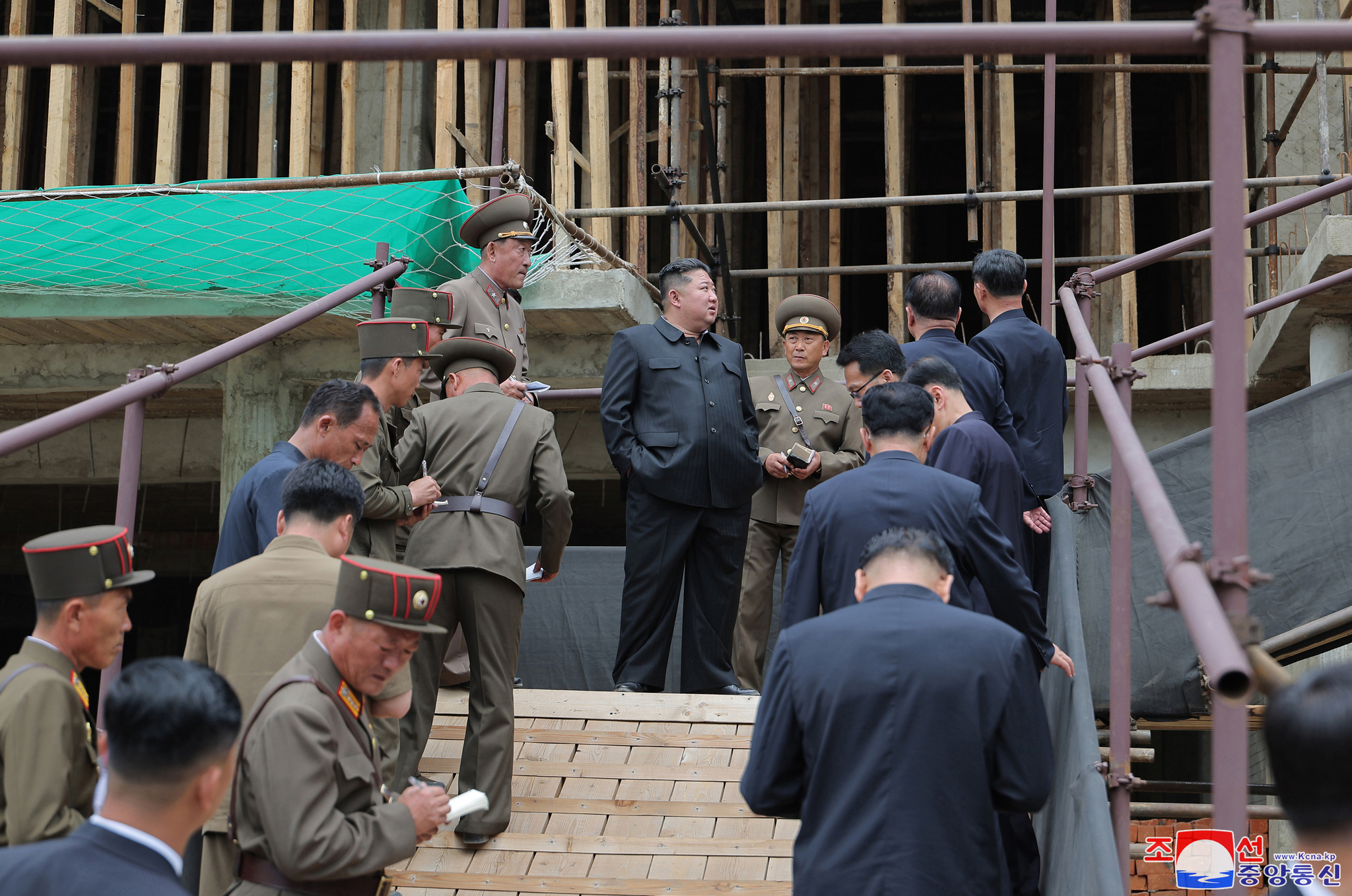 North Korean leader Kim Jong-un visits the construction site for a hospital on the outskirts of Pyongyang on June 2, 2025, in this photo provided by the North's official Korean Central News Agency. [KOREAN CENTRAL NEWS AGENCY/YONHAP]
