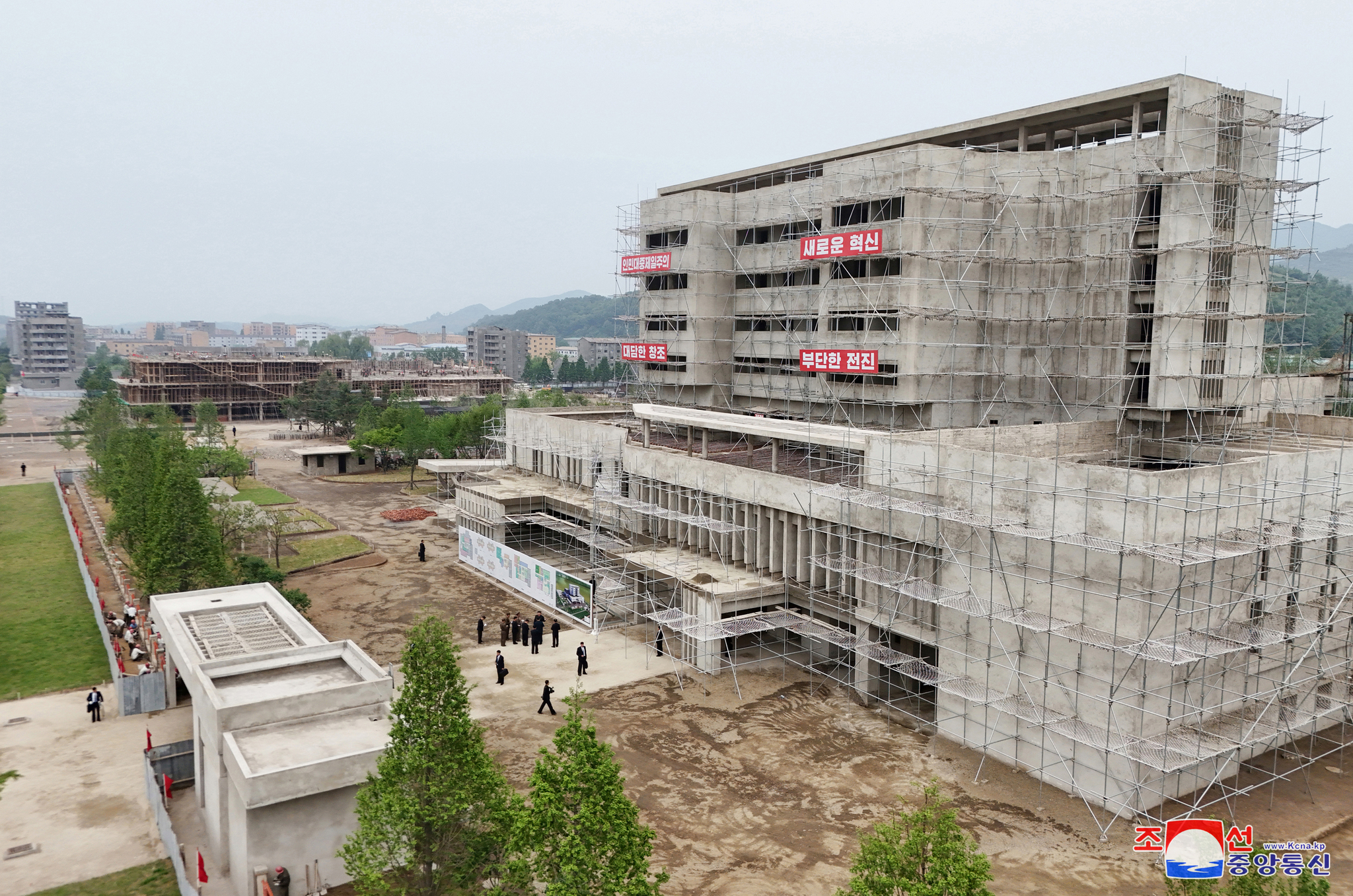 North Korean leader Kim Jong-un visits the construction site for a hospital on the outskirts of Pyongyang on June 2, 2025, in this photo provided by the North's official Korean Central News Agency. [KOREAN CENTRAL NEWS AGENCY/YONHAP]