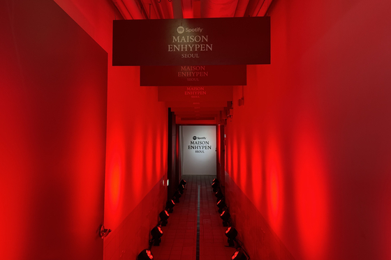 Enhypen and Spotify jointly host a pop-up exhibition titled ″Maison Enhypen″ set inside the Seoul Museum of Art underground bunker in western Seoul. [DANIELA GONZALEZ PEREZ]