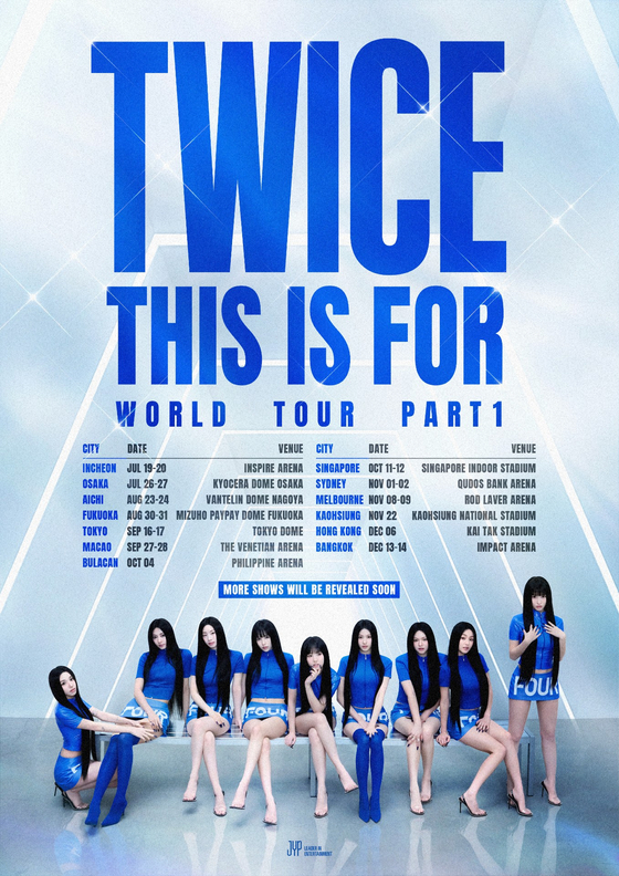 Girl group Twice's ″This is for″ world tour poster [JYP ENTERTAINMENT]