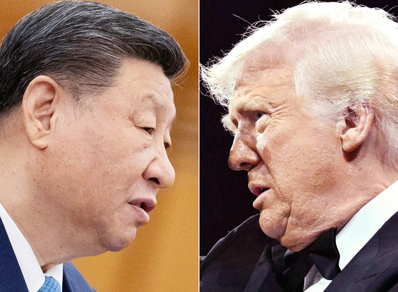 Left: Chinese President Xi Jinping in Beijing on February 6. Right: US President Donald Trump in Washington on April 8. [AFP]