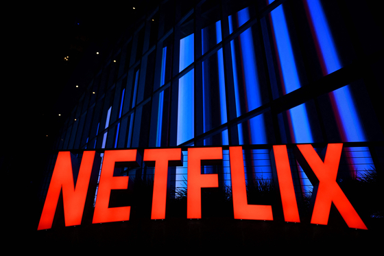 The Netflix logo is seen at the Netflix Tudum Theater in Los Angeles, California, on Sept. 14, 2022. [AFP/YONHAP]
