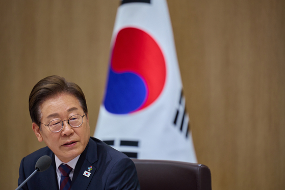 President Lee Jae-myung speaks at the Cabinet meeting at the presidential office in Yongsan, central Seoul, on June 10. [PRESIDENTIAL OFFICE]
