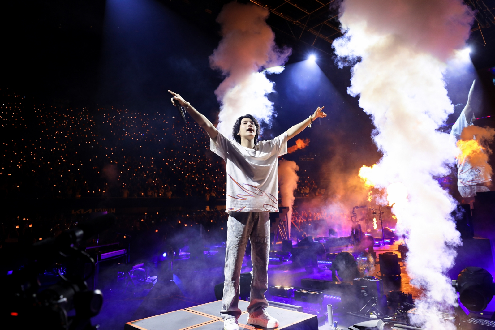 Suga from boy band BTS performs during his U.S. Tour in May 2023. Suga began his mandatory service as a social service agent on Sept. 22, 2023. [BIGHIT MUSIC]