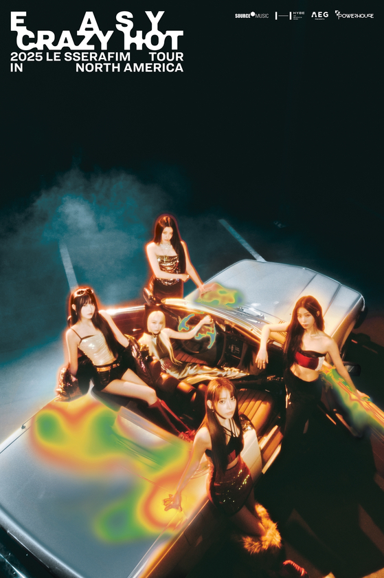 The poster for the North American leg of Le Sserafim's ″Easy Crazy Hot″ world tour [SOURCE MUSIC]
